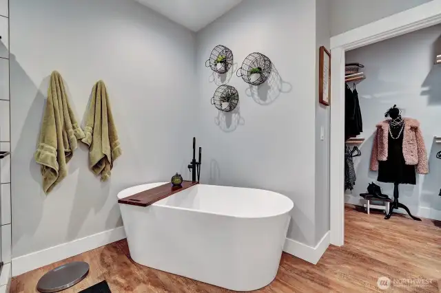 freestanding vessel tub, inviting you to soak and unwind after a long day.