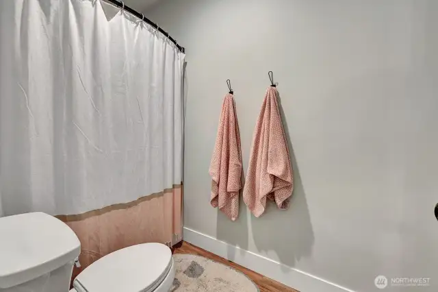 Separate space from the double sink vanity.