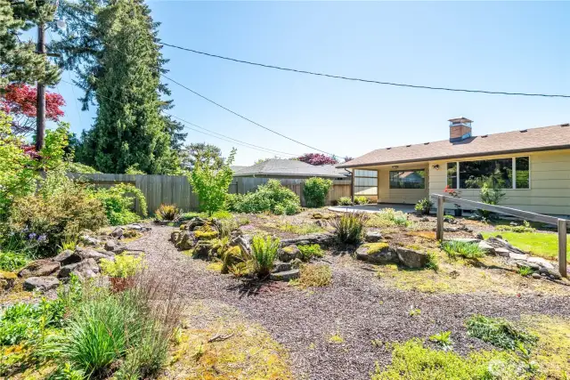 Mature landscaping with native plants