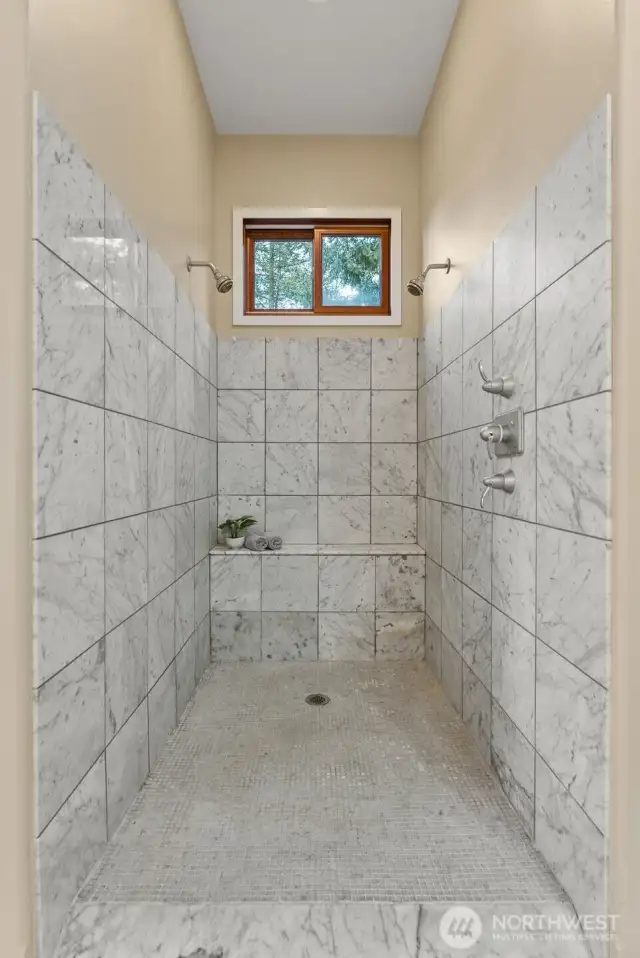Main floor primary walk-in shower
