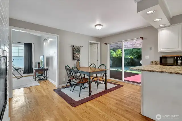 Dininng room and access to 2 bedrooms and has the great room feel.  Sliders to the large covered patio
