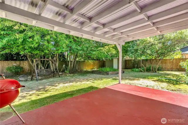 Covered patio offers outdoor living year round