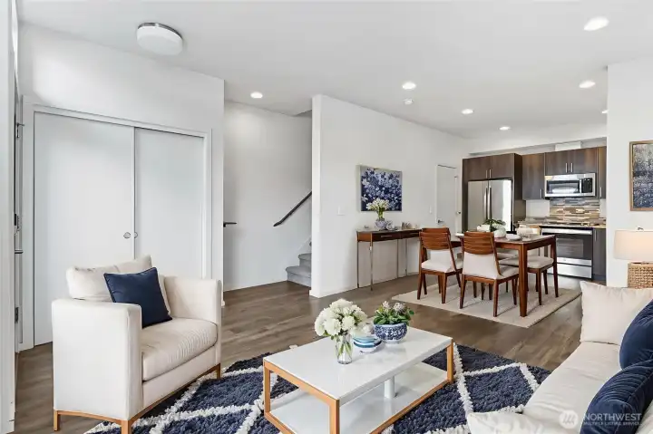 Main living space floor, virtually staged