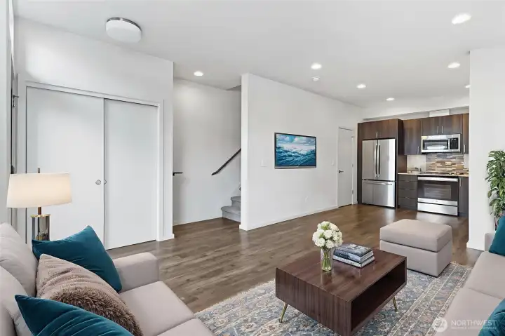 Living room virtually staged