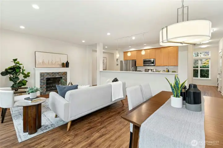 Updated engineered hardwoods throughout main floor