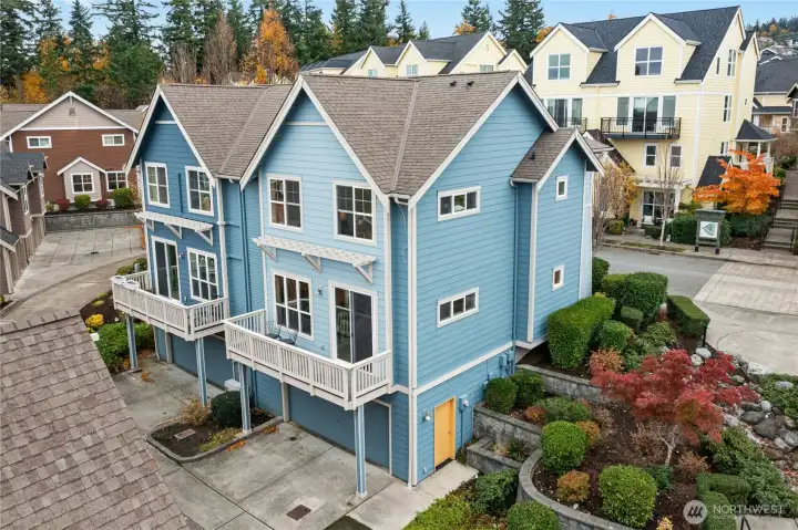 Back of home showing private 2 car oversized garage.