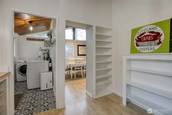 Tons of storage space in open air pantry