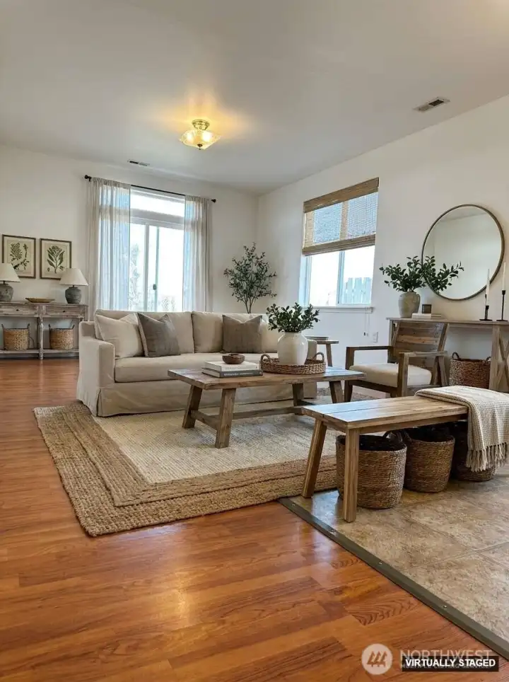 Living Room From Dining Area & Entry View