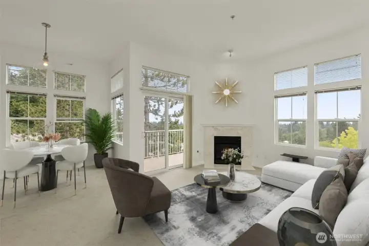 Virtually staged living/dining