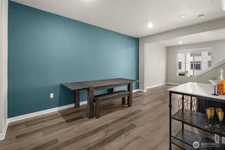 Dining table can stay if buyer wants it. Beautiful laminate flooring throughout this main level.