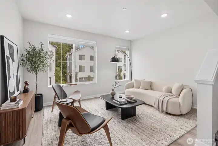 Front living room area virtually staged
