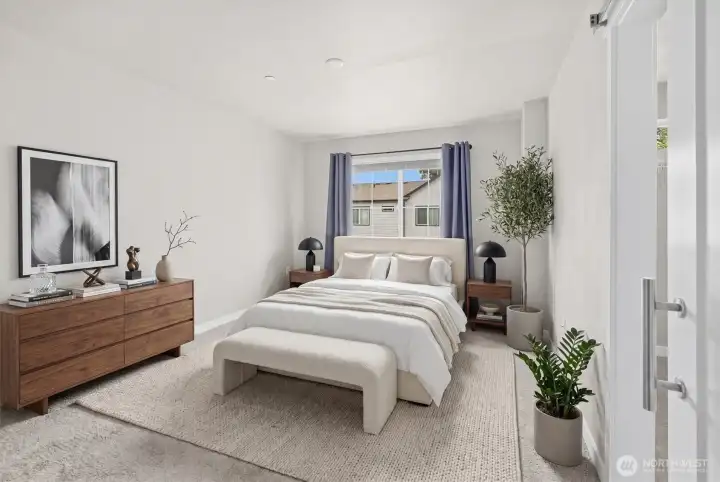 Primary bedroom virtually staged