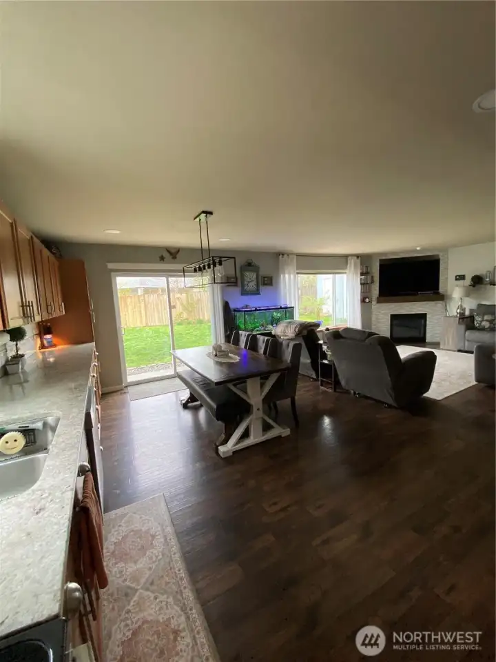 View of the kitchen and great room!
