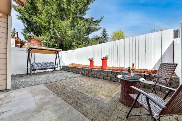 Fully fenced private backyard with low maintenance