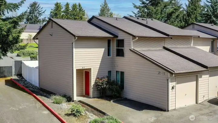 Dedicated parking right in front + attached garage. Guest parking right across from unit.