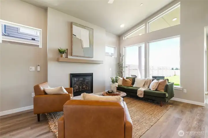 View of living area with gas fireplace