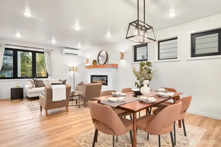 Dining area seamlessly flowing between the kitchen and living room