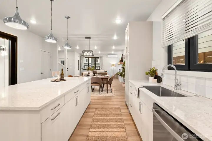 Equipped with stainless steel appliances for a sleek, modern look