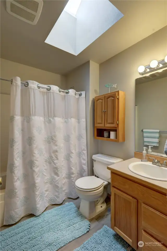 This is the guest bath upstairs with skylight