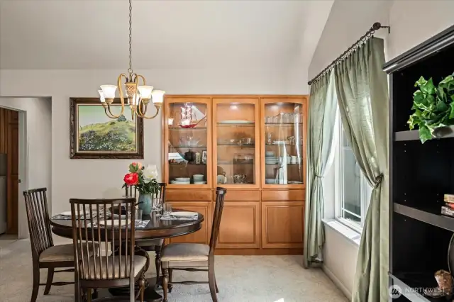 Dining room - vaulted ceiling and new built-in cabinet