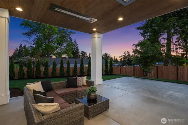 Secluded Outdoor Covered Living Area with BBQ hook-up