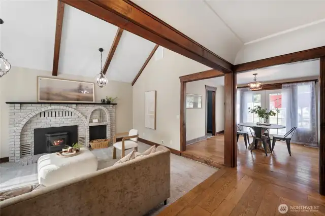 Enjoy hardwood floors throughout the halls, dining area and kitchen.