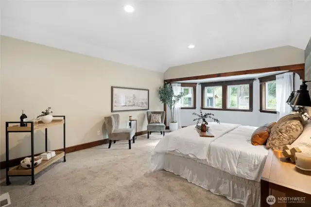 Primary bedroom 1 -beautiful bow windows makes this room bright and offers that extra touch.