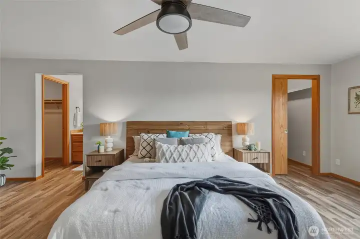 The Primary Suite has TWO walk-in closets, and an ensuite bathroom.