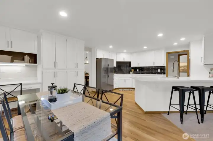 Nook and Kitchen. All newly refinished cabinets and professional style handles.
