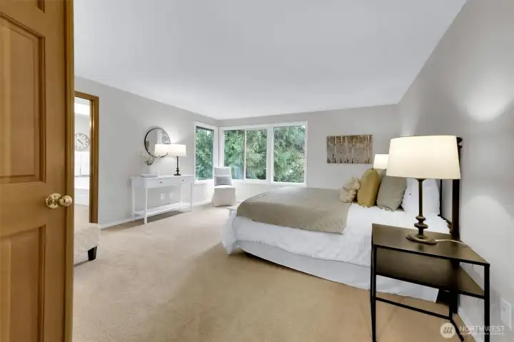 Primary Bedroom with French Doors off the hallway.