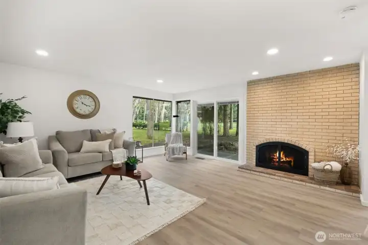 2nd living room off the kitchen with sliding doors to the patio