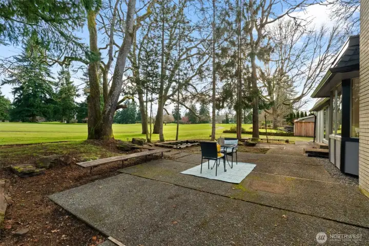 Large patio looks out to the 12th green