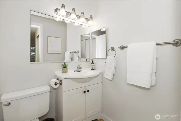 Full bath With tub and shower in primary