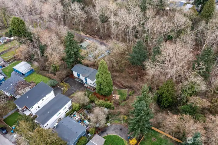 Aerial with 26000 sq ft lot