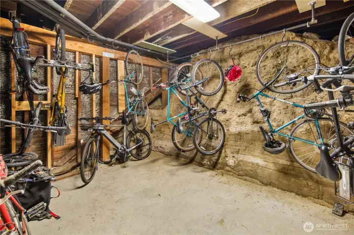 Community bike storage in basement.