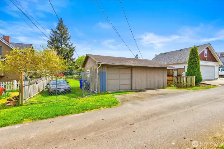 Back alley dedicated parking back view of 1 bed DADU