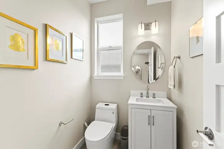 Half bath downstairs for guests or while working in the office