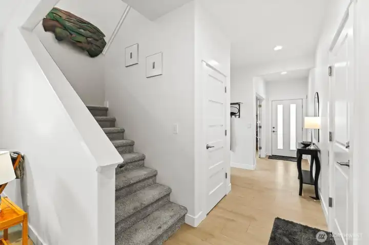 Office and half bath separated from living space for privacy