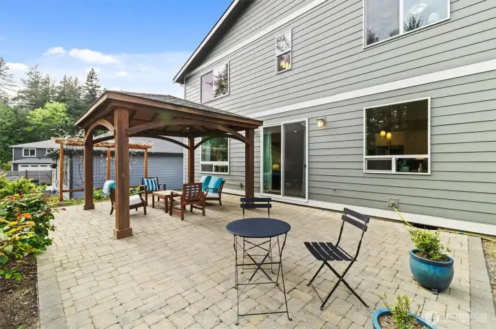 Belgard pavers along the back of the house for quiet enjoyment of the back yard