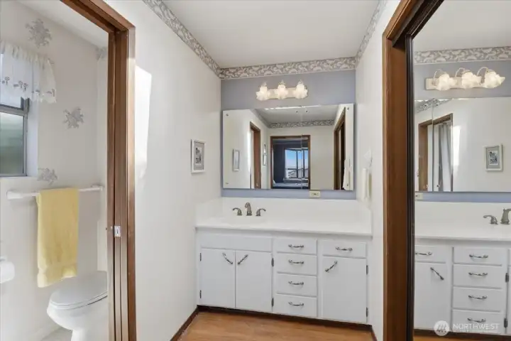 Three quarter bath off primary bedroom.