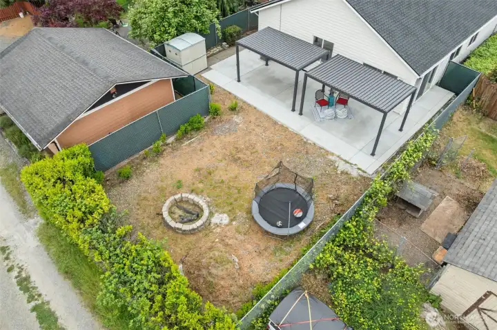 Backyard with fire pit