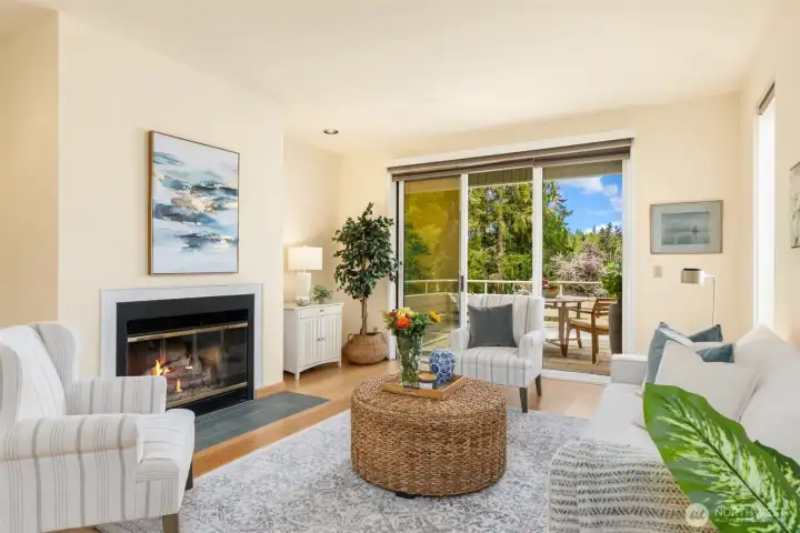 High ceilings, light-filled rooms, wood burning fireplace make a cozy, charmimg living experience.Great entertaining space.