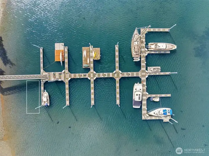 Lower shoreside location of dock.