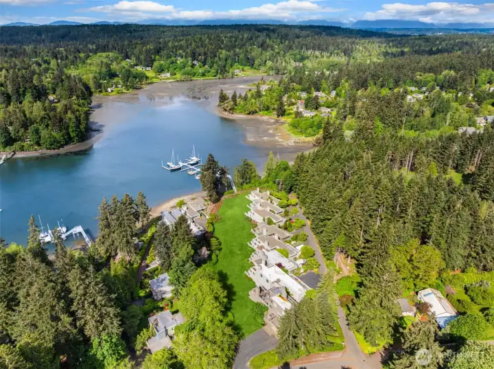 Overview of Sunday Cove, open space and dock location