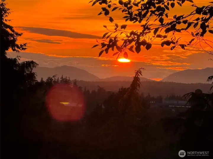 beautiful sunset view from the front window