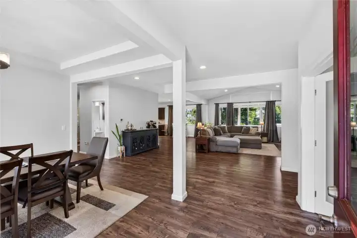 Thoughtfully designed floor plan showcases spacious living areas with excellent flow between the dining room, kitchen, and great room.