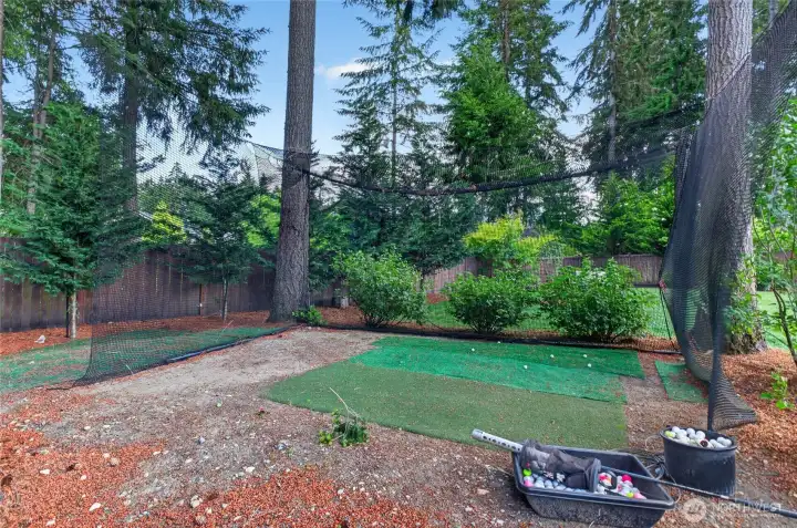 Dedicated golf practice area allows you to work on your swing and short game from the comfort of home.