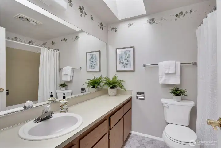 *virtually staged hallway bath* *virtually staged hallway bath*