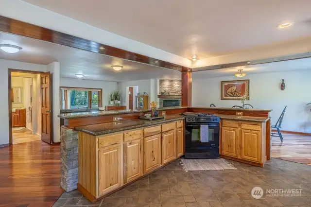 The ample size of the kitchen allows for several people to enjoy cooking together without it feeling crowded.