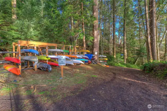 This is the kayak storage rack on the community waterfront property.